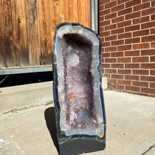 Load image into Gallery viewer, Rainbow Amethyst Cathedral Geode With Polished Agate Back